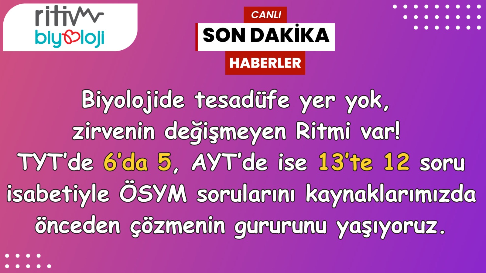 Ritim Biyoloji 2026 YKS'de 19 Sorudan 17'sini Yakaladı...